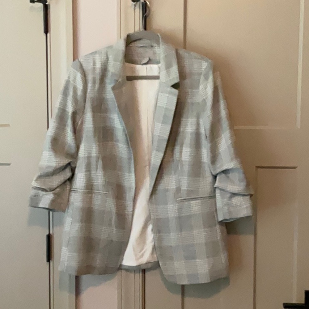 H&M Gray Plaid Blazer